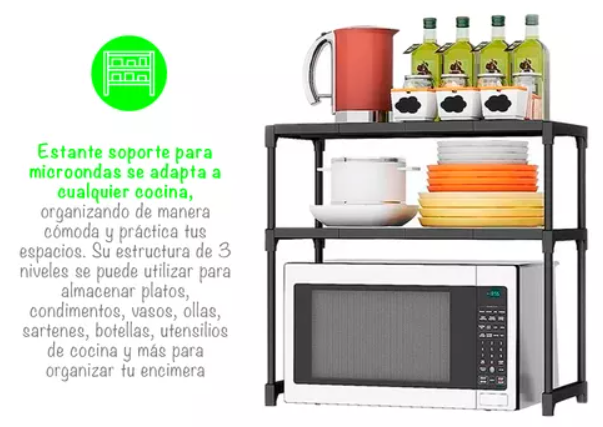 ESTANTE PRÁCTICA PARA MICROONDAS Y UTENSILIOS